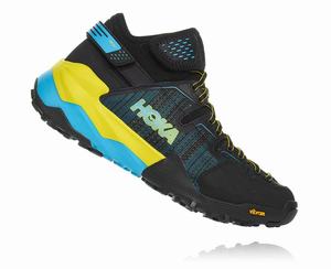 Hoka One One Men's Arkali Hiking Shoes Black/Blue/Yellow Sale Canada [RLFDU-0514]